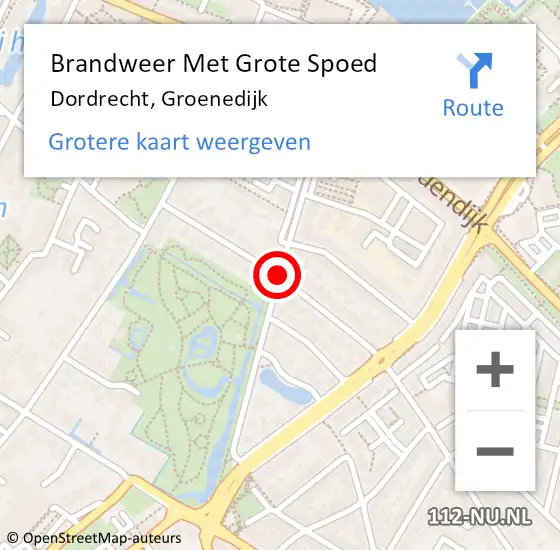 Locatie op kaart van de 112 melding: Brandweer Met Grote Spoed Naar Dordrecht, Groenedijk op 18 juli 2017 02:44