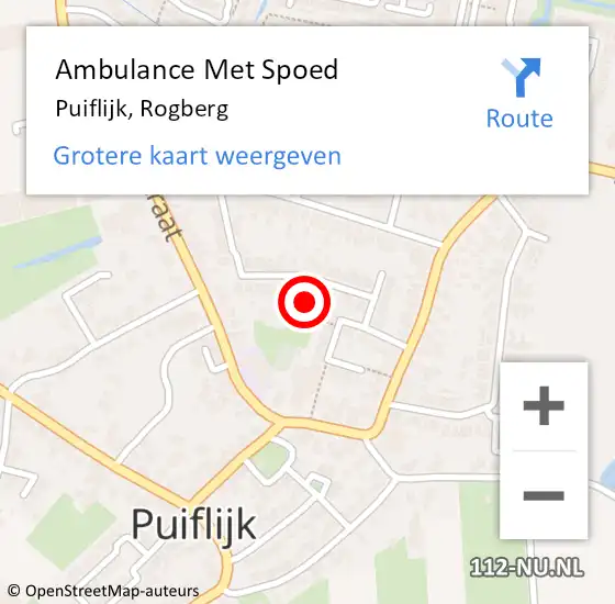 Locatie op kaart van de 112 melding: Ambulance Met Spoed Naar Puiflijk, Rogberg op 18 juli 2017 03:12