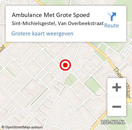 Locatie op kaart van de 112 melding: Ambulance Met Grote Spoed Naar Sint-Michielsgestel, Van Overbeekstraat op 18 juli 2017 03:36