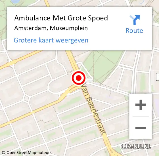 Locatie op kaart van de 112 melding: Ambulance Met Grote Spoed Naar Amsterdam, Museumplein op 18 juli 2017 04:06