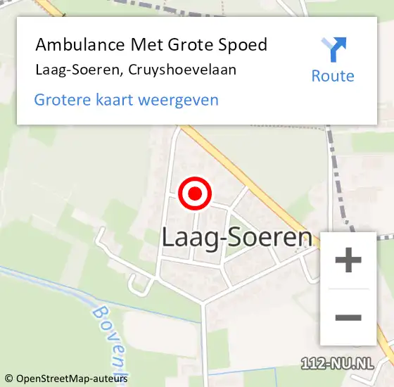Locatie op kaart van de 112 melding: Ambulance Met Grote Spoed Naar Laag-Soeren, Cruyshoevelaan op 18 juli 2017 04:39
