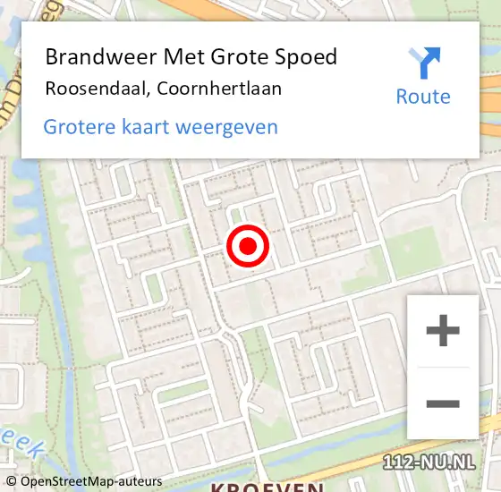 Locatie op kaart van de 112 melding: Brandweer Met Grote Spoed Naar Roosendaal, Coornhertlaan op 18 juli 2017 05:48