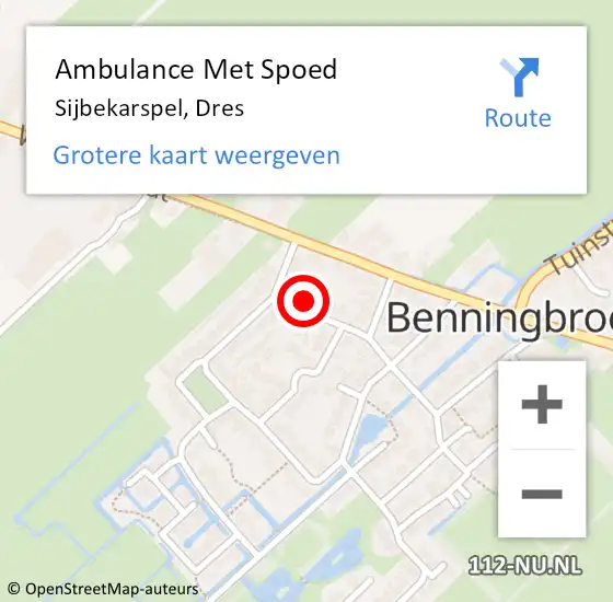 Locatie op kaart van de 112 melding: Ambulance Met Spoed Naar Sijbekarspel, Dres op 18 juli 2017 05:52