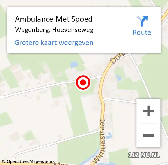 Locatie op kaart van de 112 melding: Ambulance Met Spoed Naar Wagenberg, Hoevenseweg op 18 juli 2017 06:47