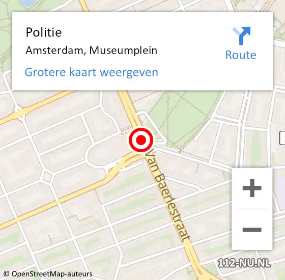 Locatie op kaart van de 112 melding: Politie Amsterdam, Museumplein op 18 juli 2017 07:15