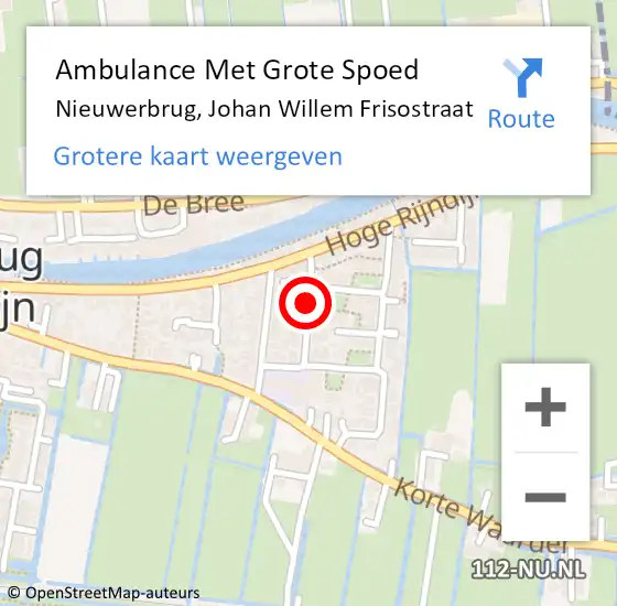 Locatie op kaart van de 112 melding: Ambulance Met Grote Spoed Naar Nieuwerbrug, Johan Willem Frisostraat op 18 juli 2017 08:01