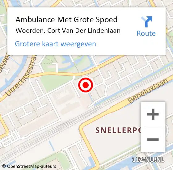 Locatie op kaart van de 112 melding: Ambulance Met Grote Spoed Naar Woerden, Cort Van Der Lindenlaan op 27 januari 2014 11:10