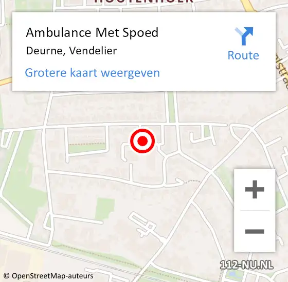 Locatie op kaart van de 112 melding: Ambulance Met Spoed Naar Deurne, Vendelier op 18 juli 2017 08:12