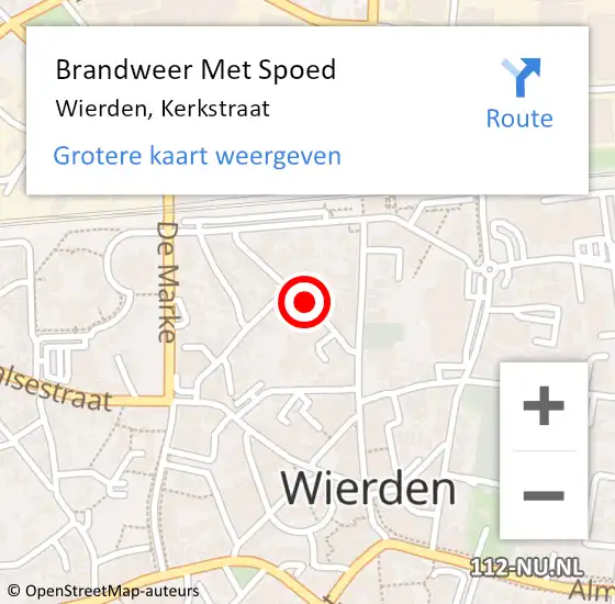 Locatie op kaart van de 112 melding: Brandweer Met Spoed Naar Wierden, Kerkstraat op 18 juli 2017 09:27