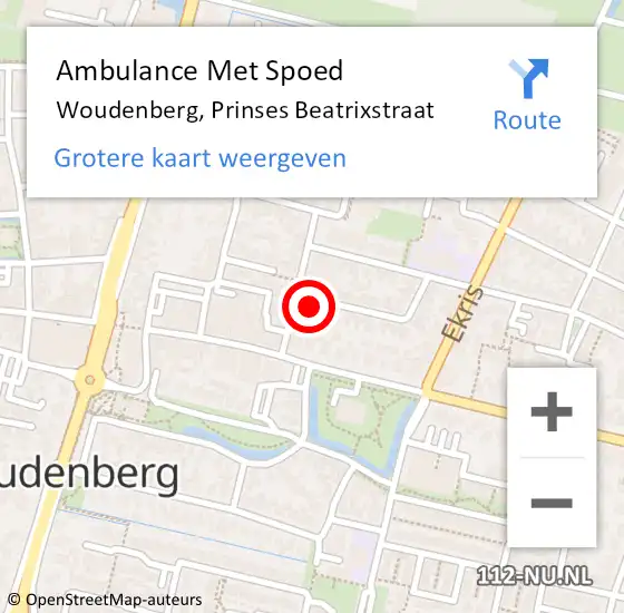 Locatie op kaart van de 112 melding: Ambulance Met Spoed Naar Woudenberg, Prinses Beatrixstraat op 18 juli 2017 10:23