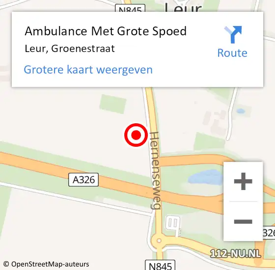 Locatie op kaart van de 112 melding: Ambulance Met Grote Spoed Naar Leur, Groenestraat op 18 juli 2017 10:58