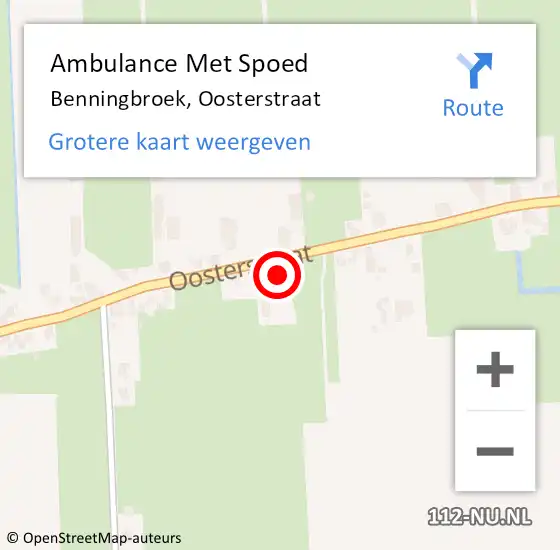 Locatie op kaart van de 112 melding: Ambulance Met Spoed Naar Benningbroek, Oosterstraat op 18 juli 2017 10:59