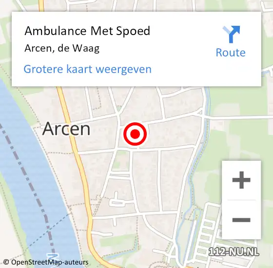 Locatie op kaart van de 112 melding: Ambulance Met Spoed Naar Arcen, de Waag op 18 juli 2017 11:49