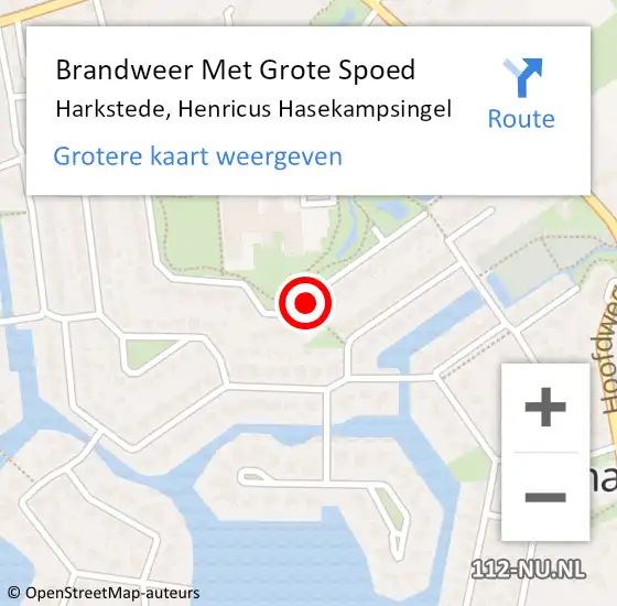 Locatie op kaart van de 112 melding: Brandweer Met Grote Spoed Naar Harkstede, Henricus Hasekampsingel op 18 juli 2017 11:57