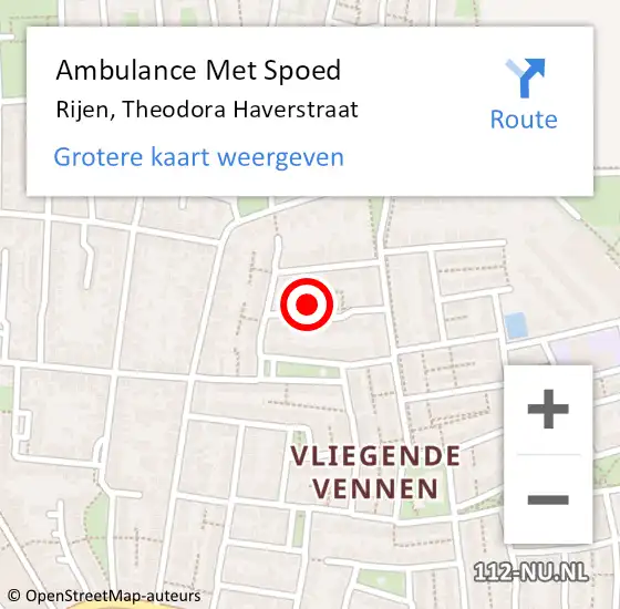 Locatie op kaart van de 112 melding: Ambulance Met Spoed Naar Rijen, Theodora Haverstraat op 18 juli 2017 11:58
