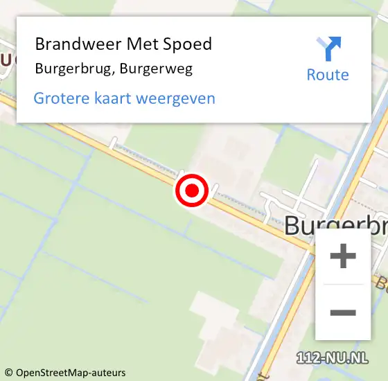 Locatie op kaart van de 112 melding: Brandweer Met Spoed Naar Burgerbrug, Burgerweg op 18 juli 2017 12:05