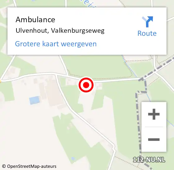 Locatie op kaart van de 112 melding: Ambulance Ulvenhout, Valkenburgseweg op 18 juli 2017 12:09