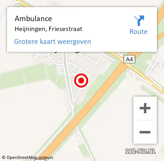 Locatie op kaart van de 112 melding: Ambulance Heijningen, Friesestraat op 18 juli 2017 12:11