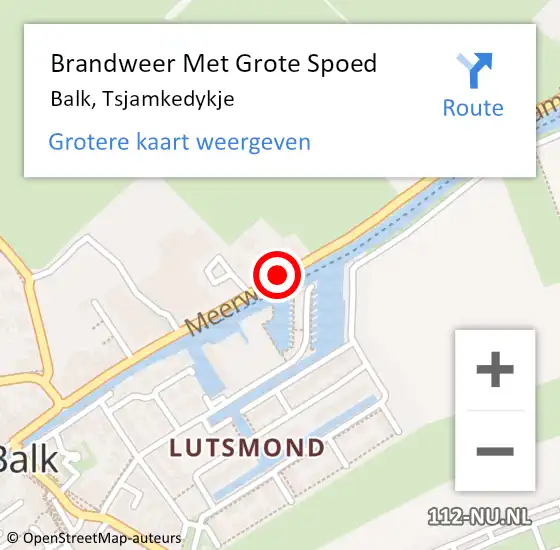 Locatie op kaart van de 112 melding: Brandweer Met Grote Spoed Naar Balk, Tsjamkedykje op 18 juli 2017 12:22