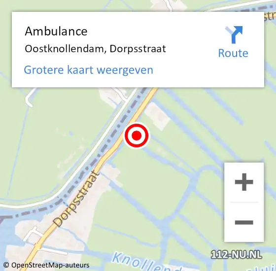 Locatie op kaart van de 112 melding: Ambulance Oostknollendam, Dorpsstraat op 18 juli 2017 12:33