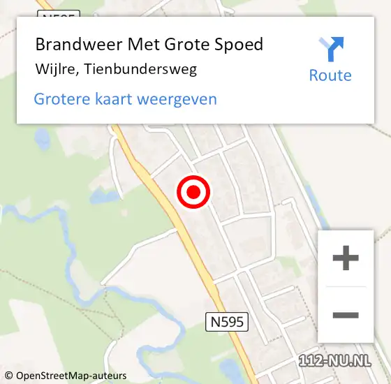 Locatie op kaart van de 112 melding: Brandweer Met Grote Spoed Naar Wijlre, Tienbundersweg op 18 juli 2017 12:54