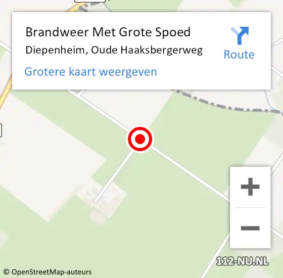 Locatie op kaart van de 112 melding: Brandweer Met Grote Spoed Naar Diepenheim, Oude Haaksbergerweg op 18 juli 2017 13:08