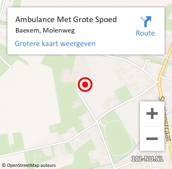 Locatie op kaart van de 112 melding: Ambulance Met Grote Spoed Naar Baexem, Molenweg op 18 juli 2017 13:26