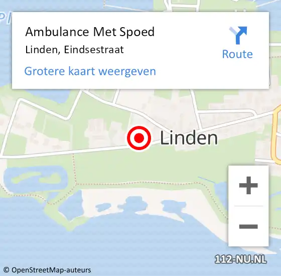 Locatie op kaart van de 112 melding: Ambulance Met Spoed Naar Linden, Eindsestraat op 18 juli 2017 13:36