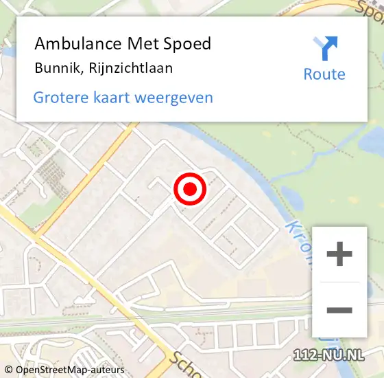 Locatie op kaart van de 112 melding: Ambulance Met Spoed Naar Bunnik, Rijnzichtlaan op 18 juli 2017 13:39