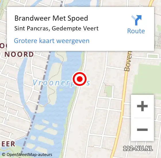 Locatie op kaart van de 112 melding: Brandweer Met Spoed Naar Sint Pancras, Gedempte Veert op 18 juli 2017 13:54