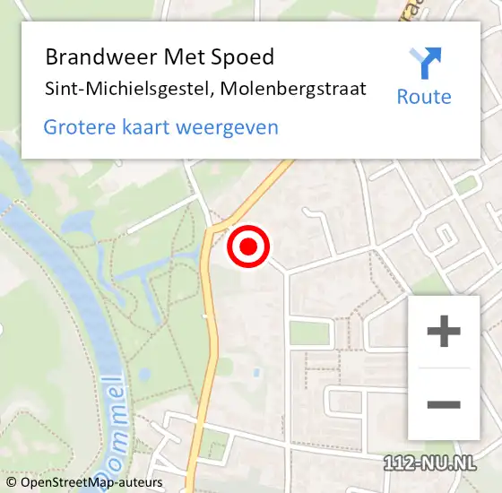 Locatie op kaart van de 112 melding: Brandweer Met Spoed Naar Sint-Michielsgestel, Molenbergstraat op 18 juli 2017 14:02