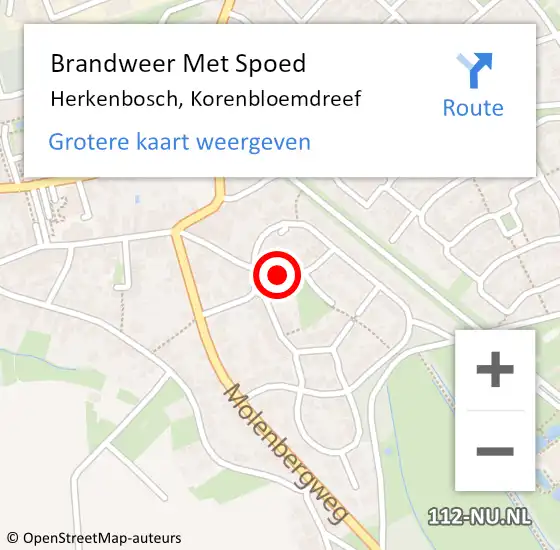 Locatie op kaart van de 112 melding: Brandweer Met Spoed Naar Herkenbosch, Korenbloemdreef op 18 juli 2017 14:06