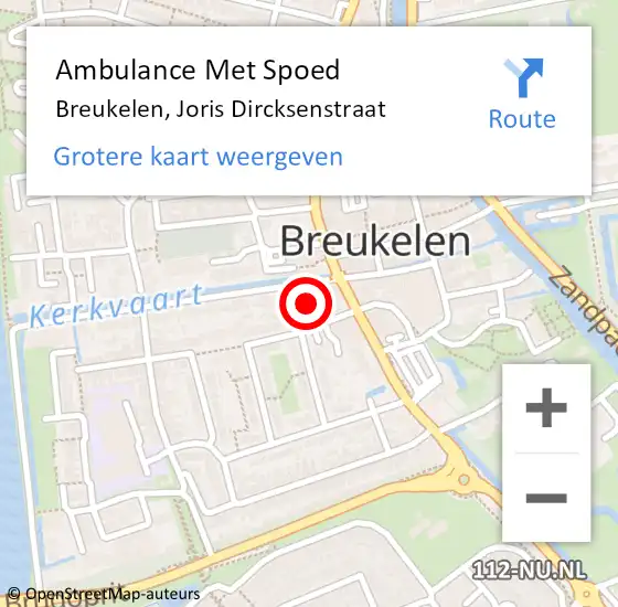 Locatie op kaart van de 112 melding: Ambulance Met Spoed Naar Breukelen, Joris Dircksenstraat op 18 juli 2017 14:18