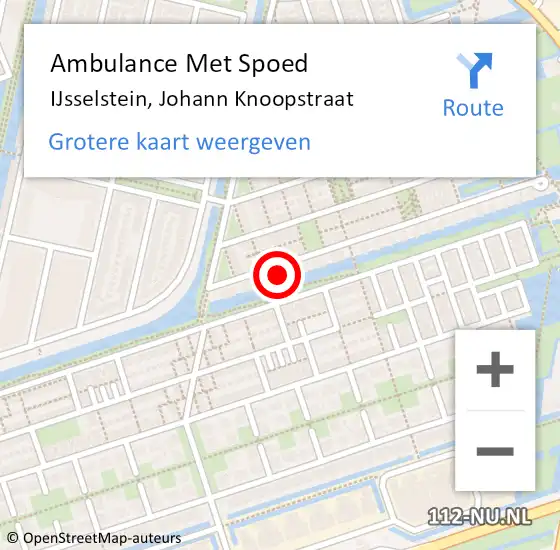 Locatie op kaart van de 112 melding: Ambulance Met Spoed Naar IJsselstein, Johann Knoopstraat op 18 juli 2017 14:24