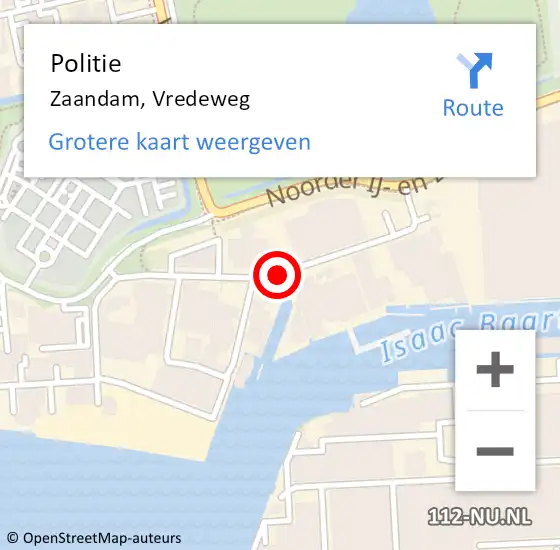 Locatie op kaart van de 112 melding: Politie Zaandam, Vredeweg op 18 juli 2017 15:28