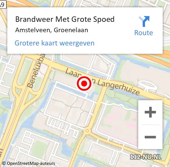 Locatie op kaart van de 112 melding: Brandweer Met Grote Spoed Naar Amstelveen, Groenelaan op 18 juli 2017 15:40