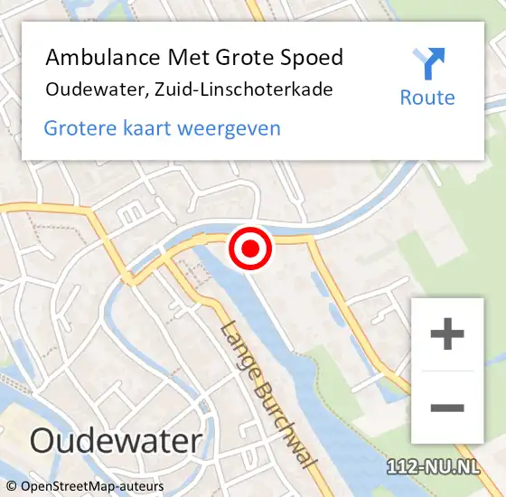 Locatie op kaart van de 112 melding: Ambulance Met Grote Spoed Naar Oudewater, Zuid-Linschoterkade op 20 september 2013 15:00