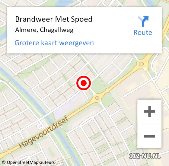 Locatie op kaart van de 112 melding: Brandweer Met Spoed Naar Almere, Chagallweg op 18 juli 2017 16:43