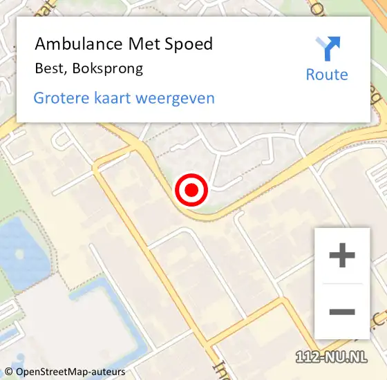 Locatie op kaart van de 112 melding: Ambulance Met Spoed Naar Best, Boksprong op 18 juli 2017 17:26