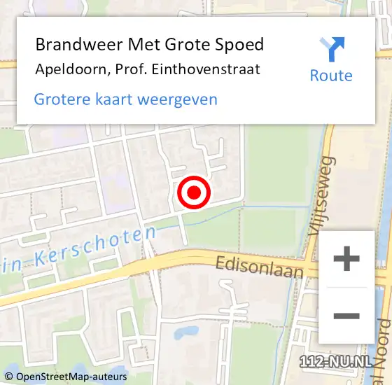 Locatie op kaart van de 112 melding: Brandweer Met Grote Spoed Naar Apeldoorn, Prof. Einthovenstraat op 18 juli 2017 17:27