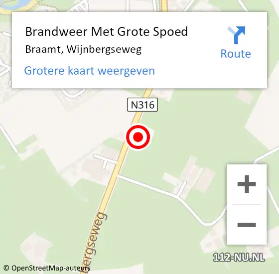 Locatie op kaart van de 112 melding: Brandweer Met Grote Spoed Naar Braamt, Wijnbergseweg op 18 juli 2017 17:55