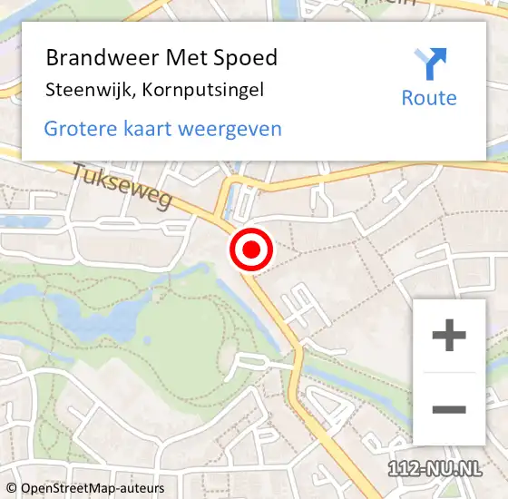 Locatie op kaart van de 112 melding: Brandweer Met Spoed Naar Steenwijk, Kornputsingel op 18 juli 2017 17:59