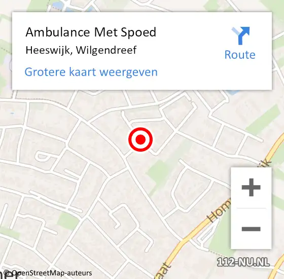 Locatie op kaart van de 112 melding: Ambulance Met Spoed Naar Heeswijk, Wilgendreef op 18 juli 2017 18:09