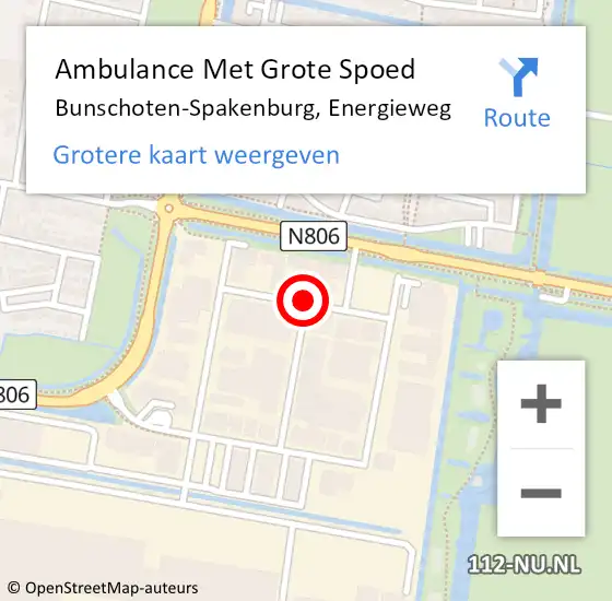 Locatie op kaart van de 112 melding: Ambulance Met Grote Spoed Naar Bunschoten-Spakenburg, Energieweg op 18 juli 2017 18:57