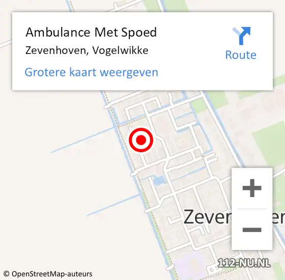 Locatie op kaart van de 112 melding: Ambulance Met Spoed Naar Zevenhoven, Vogelwikke op 18 juli 2017 19:21