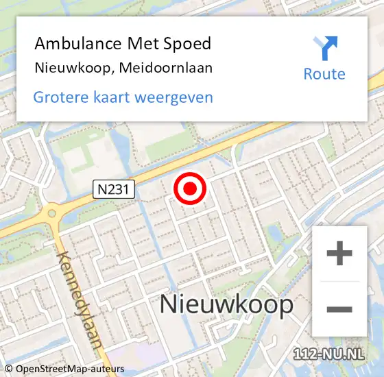 Locatie op kaart van de 112 melding: Ambulance Met Spoed Naar Nieuwkoop, Meidoornlaan op 18 juli 2017 21:03