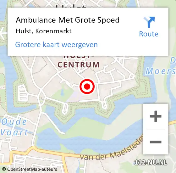 Locatie op kaart van de 112 melding: Ambulance Met Grote Spoed Naar Hulst, Korenmarkt op 18 juli 2017 21:14