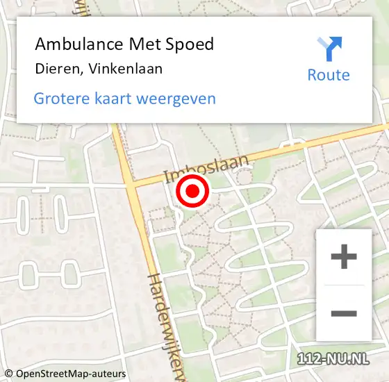 Locatie op kaart van de 112 melding: Ambulance Met Spoed Naar Dieren, Vinkenlaan op 18 juli 2017 21:59