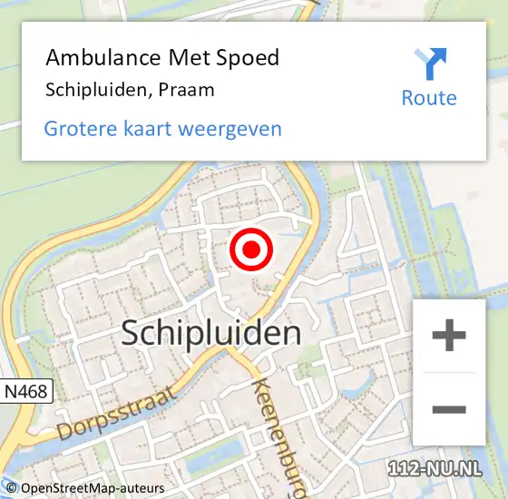 Locatie op kaart van de 112 melding: Ambulance Met Spoed Naar Schipluiden, Praam op 18 juli 2017 22:17