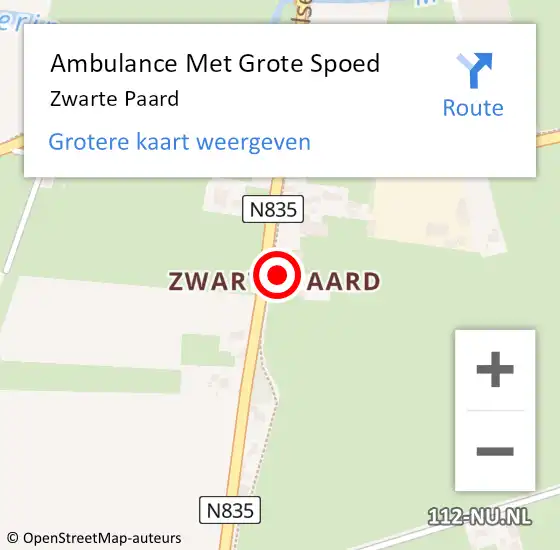 Locatie op kaart van de 112 melding: Ambulance Met Grote Spoed Naar Zwarte Paard op 18 juli 2017 22:24